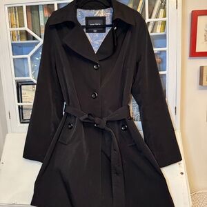Black Nautica Hooded Rain Trench  XL  EUC